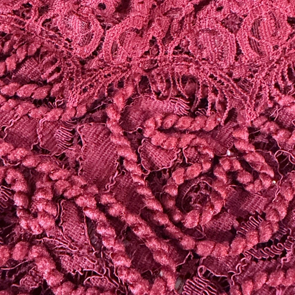 Zara Trafaluc Burgundy Lace Short Sleeve Crop Top Medium